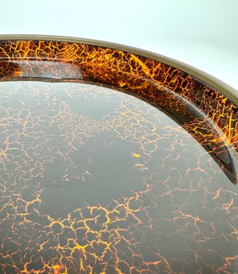 Plateau Rond Italien En Lucite Et Fausse écaille De Tortue De Style Christian Dior Des Années 1980