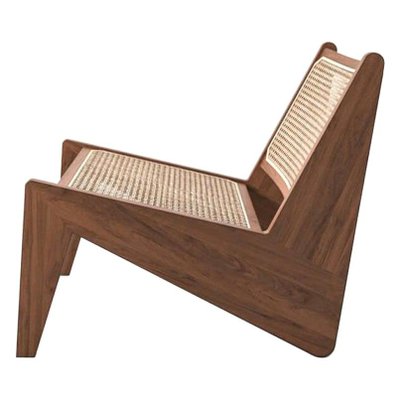 Kangaroo Low Armchair in Wood and Woven Viennese Cane by Pierre