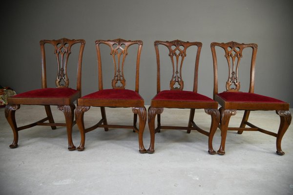 Chippendale Style Dining Chairs in Oak Set of 6