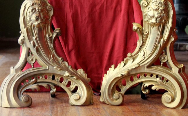 19th Century French Louis XV Style Gilt Bronze Lions Head