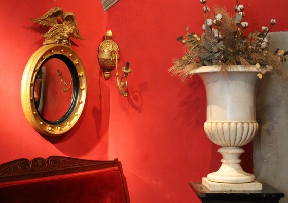 Miroir Convexe Regency en Bois Doré et Noirci avec Aigle Sculpté, Italie en  vente sur Pamono