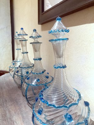 18th Century Italian Murano Clear Glass and Blue Trimmed Blown