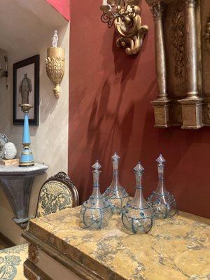 18th Century Italian Murano Clear Glass and Blue Trimmed Blown