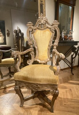 Pair of Antique French Parcel Paint Cabriolet Armchairs, Late 19th