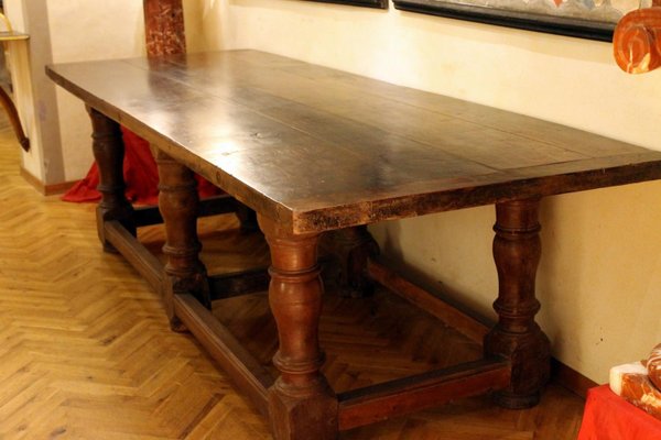 17th Century Italian Walnut Rustic Trestle Refectory Dining or