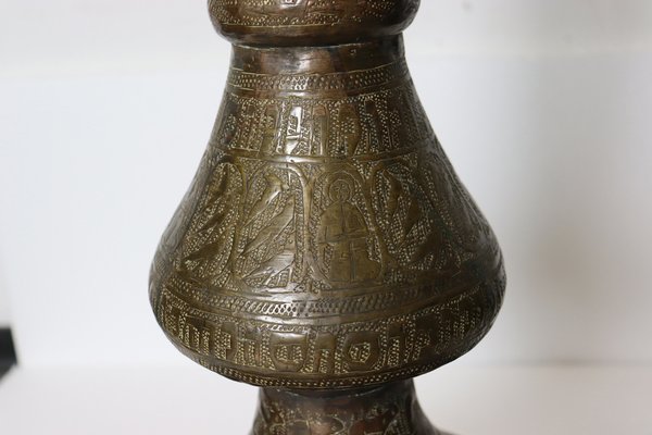 Antique Islamic Syrien Brass Floor Lamp with Hand Painted Camel