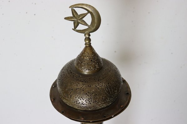 Antique Islamic Syrien Brass Floor Lamp with Hand Painted Camel