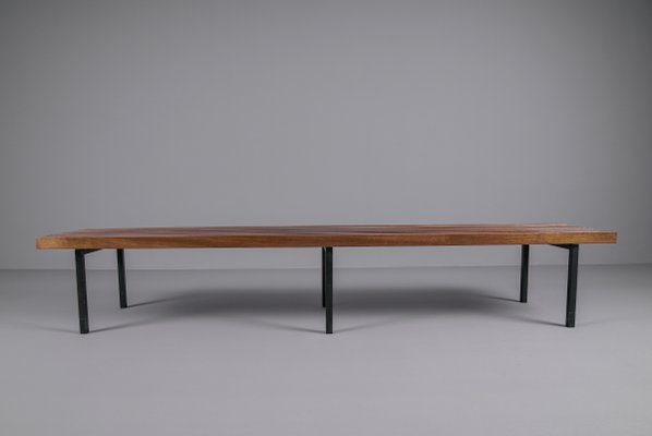Slatted Bench on 6 Metal Feet, 1960s for sale at Pamono
