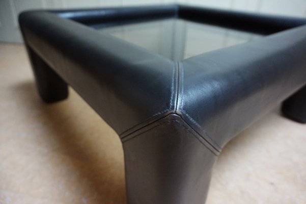 Black leather side table deals