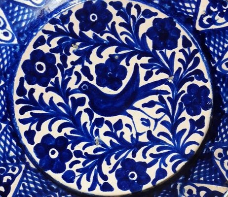 Italian Ceramic Plates With Cobalt Blue