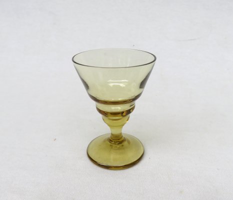 Art Deco Amber-Colored Mouthblown Liquor Glasses, 1920s, Set of 6 for sale  at Pamono