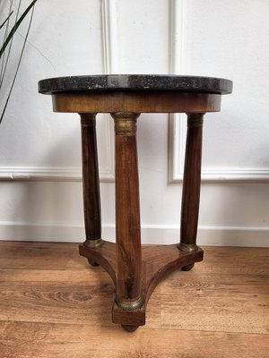 French Empire Gueridon Side Table with Tripod Columns Brass and