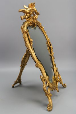 Rococo French Gilt Bronze Desktop Mirror with Cherub and