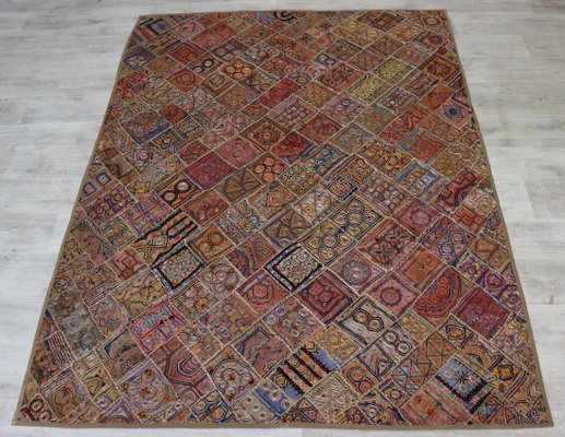 Tapisserie Murale Patchwork Vintage Brodée, 1950s en vente