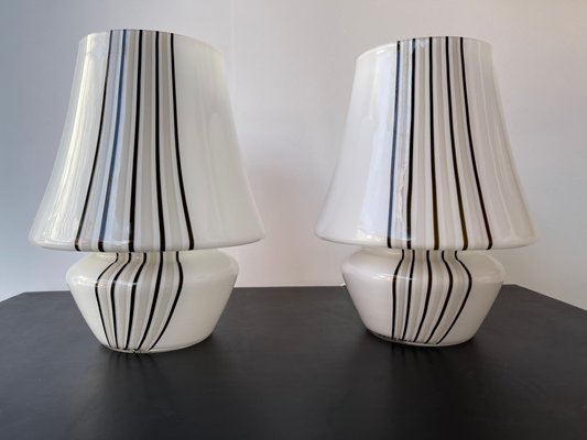Italian Stripe Murano Glass Lamps 1970s Set of 2 for sale at Pamono