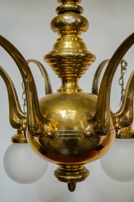 Lampadario Da Soffitto Art Déco Con Gancio In Ottone Antico - Finitura Antique Brass