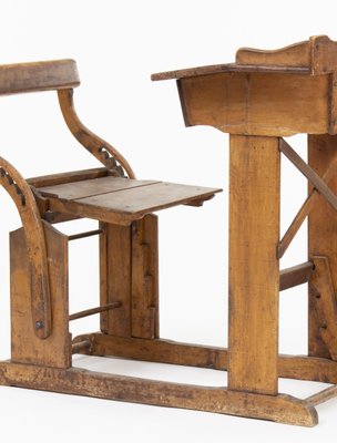 Antique childrens desk 2024 with attached chair