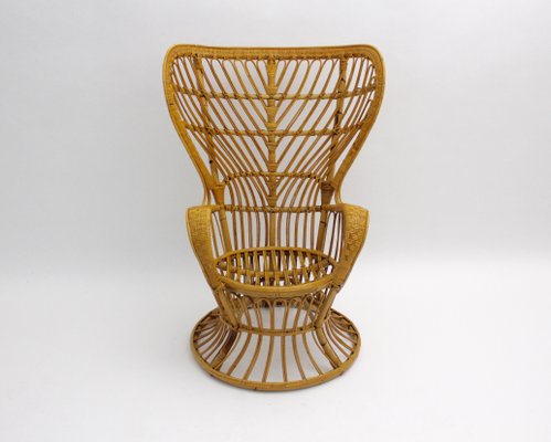 Italian Rattan Peacock Chair By Lio Carminati 1950s For Sale At