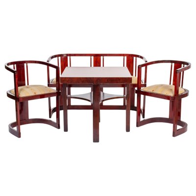 Art Deco Seating Ensemble Canape Armchairs and Center Table Ca