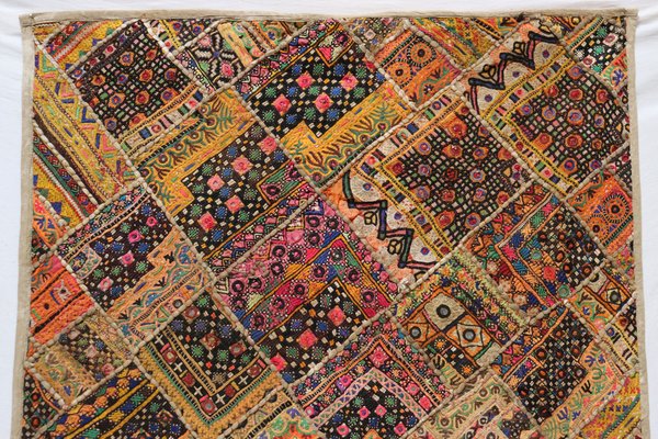 Vintage Embroidered Wall Hung Patchwork Tapestry for sale at Pamono