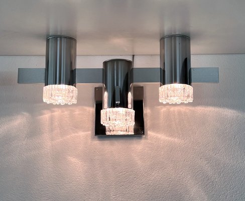 Gaetano Sciolari ウォールランプ ペア イタリア アンティーク Italian Mid-Century Chrome and Glass Wall Sconces attributed to