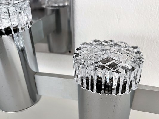 Italian Mid-Century Chrome and Glass Wall Sconces attributed to