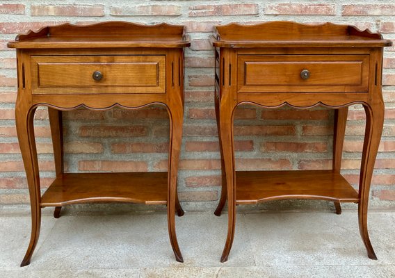 French Bedside Tables with a Drawer 1900s Set of 2