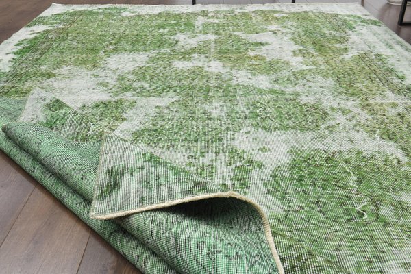 Grüner Vintage Teppich aus Baumwolle, 1960er bei Pamono kaufen
