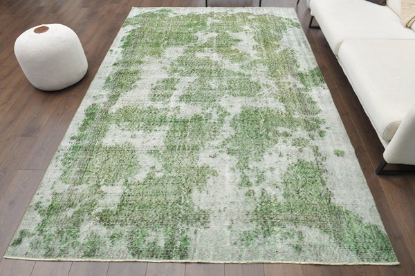 Grüner Vintage Blumenteppich – Maschinenwaschbar, Rutschfest & Schmutzabweisend, Niedriger Flor, Perfekt Für Wohnzimmer & Deko