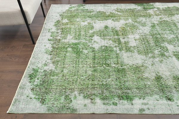 Grüner Vintage Teppich aus Baumwolle, 1960er bei Pamono kaufen