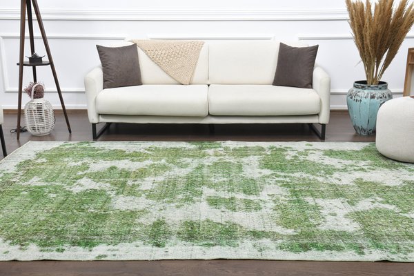 Grüner Vintage Teppich aus Baumwolle, 1960er kaufen bei Pamono