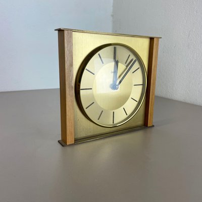 Horloge Murale ou de Table Moderniste en Teck et Laiton de Zentra