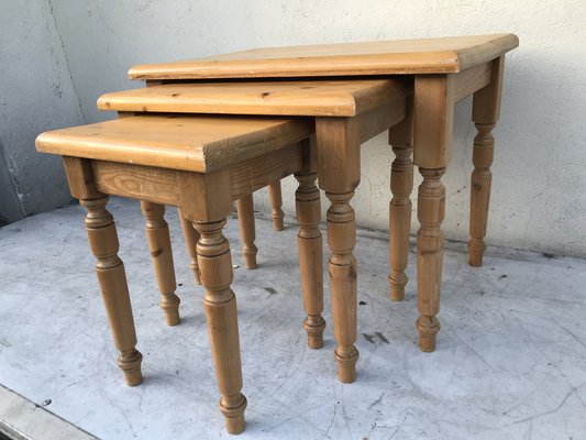 Antique pine nest of tables deals