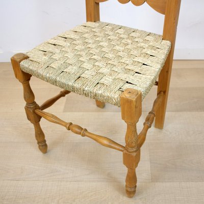 Rustic Chair with Woven Seat, Spain, 1950s