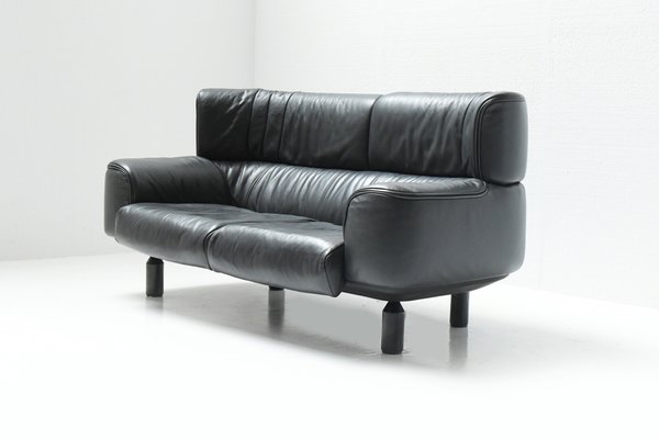 Vintage Bull Sofa in Gray Leather by Gianfranco Frattini for