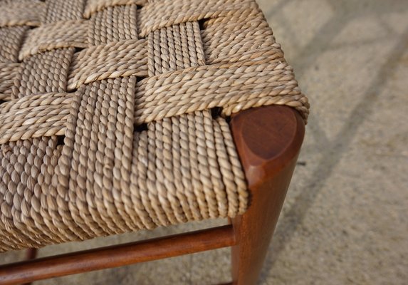 Mid-Century Wood and Rope Stool, 1960s for sale at Pamono