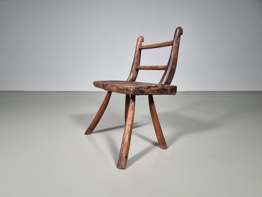 Rustic Wabi-Sabi Dark Hardwood Side Chair, 1920s for sale at Pamono