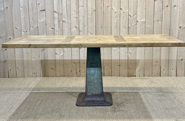 Oak and Cast Iron Base Worktable for sale at Pamono