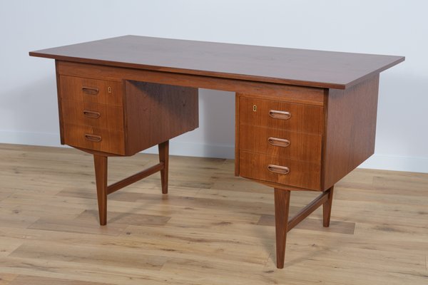 Office Table, Small Desk, Bureau, With Black Drawers, Mid Century Modern,  Oak Wood, Customized Size and Finish 