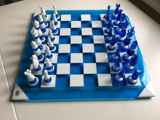 Luxury Unique Chess Set Handmade Murano Glass Chess Board and 