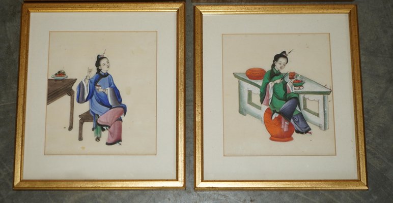 Framed Chinese Pith Painting Watercolour of A Dignitary - 19thC Framed Chinese Pith Painting Watercolour of A Dignitary - 19thC