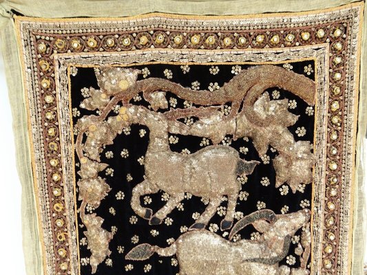Tapisserie Murale Vintage Brodée Main Sainte Marie MSK - Motifs Indiens 39x38cm - Multicolore