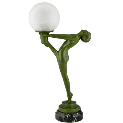 Art Deco Lamp of Standing Nude with Ball by Max Le Verrier, 1930s for sale  at Pamono