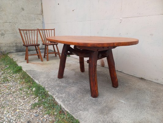 Vintage Brutalist Dining Table Chairs 1950s Set of 5 for sale