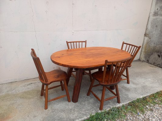 Used oak dining store table and chairs