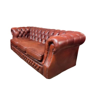 3 Seater Chesterfield Sofa in Brown Leather