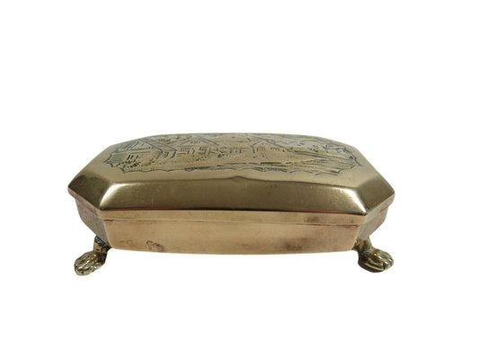 brass tobacco tin Antique Dutch Brass Tobacco Tin