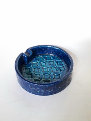Blue Ceramic Ashtray by Aldo Londi for Bitossi, 1960s for sale at