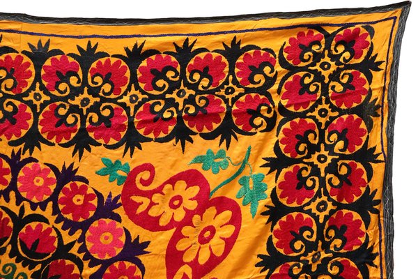 Tapisserie Murale Florale Brodée Main Fusion Furnishing 36x36 Pouces (Tenture Textile Indienne Vintage, Coton Multicolore, Décoration Bohème)