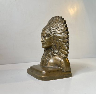 VTG Indian Chief Head Chalkware Wall Decor, Signed, 15